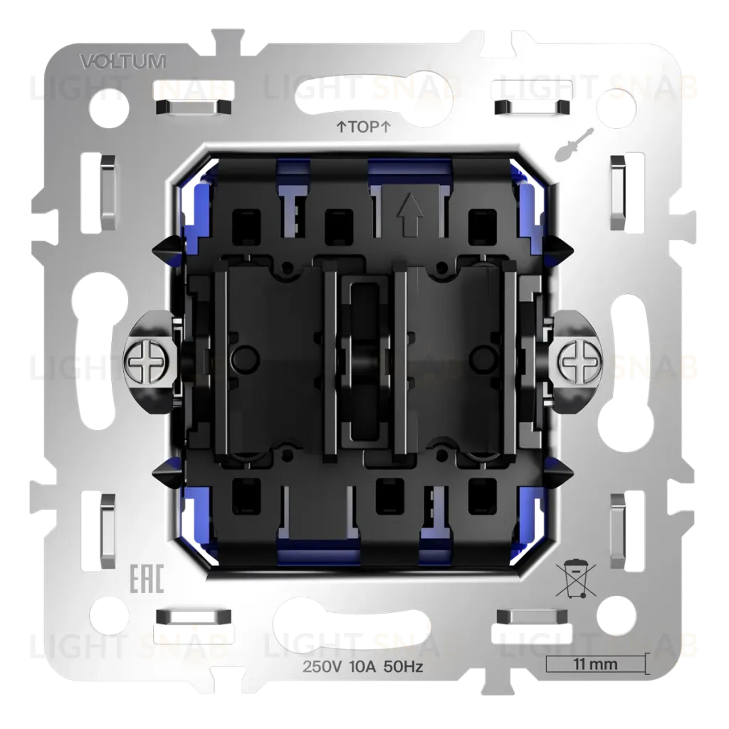 Механизм проходного переключателя двухклавишного 10А Voltum S70 VLS0203M VLS0203M