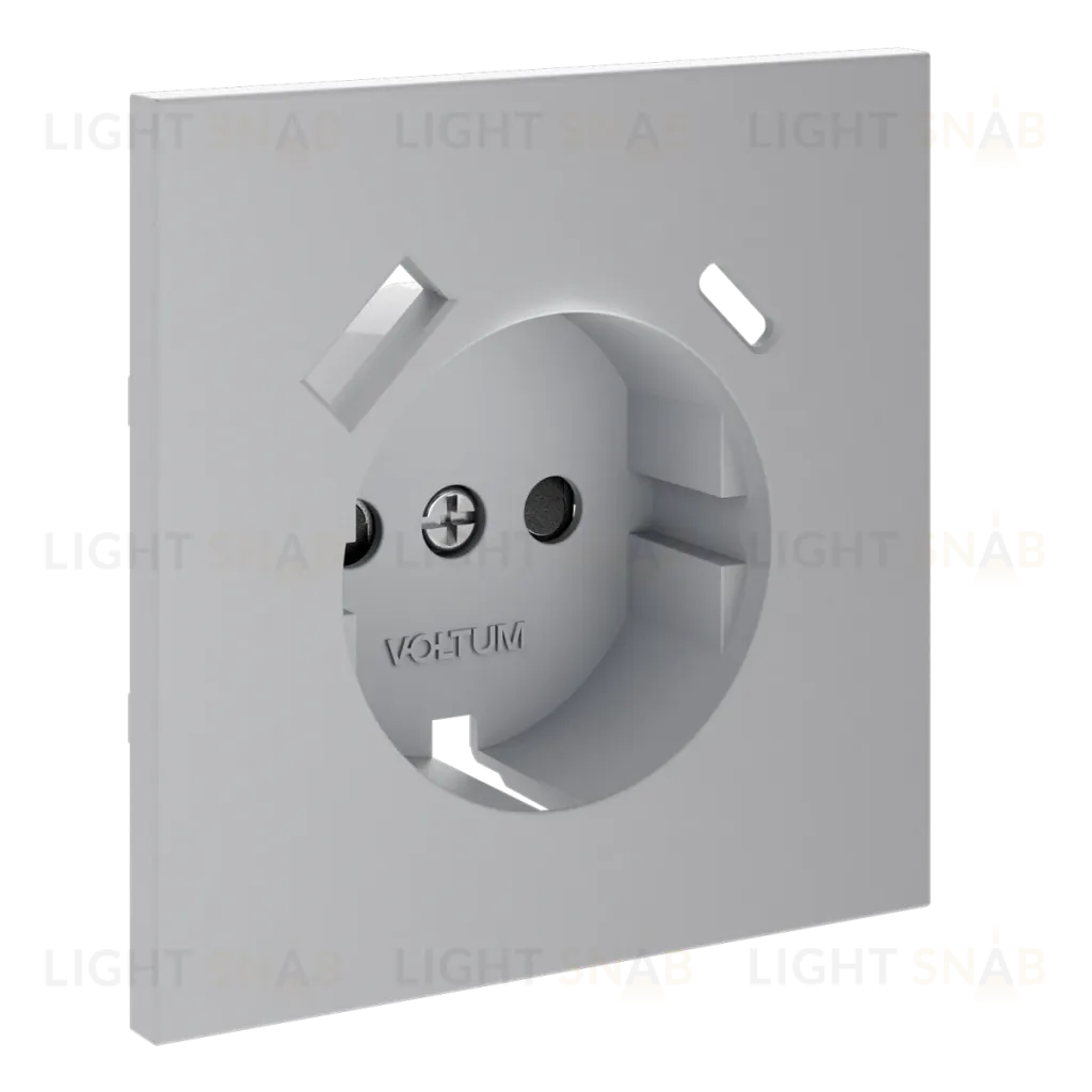 Накладка для розетки с заземлением и защитными шторками, с USB A+C Voltum S70 (серый) VLS001016 VLS001016