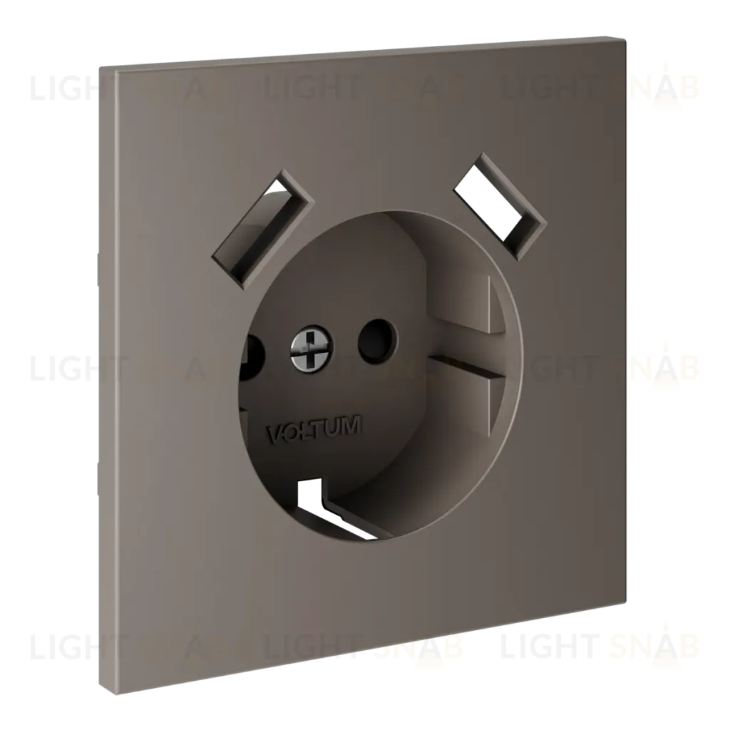 Накладка для розетки с заземлением и защитными шторками, с USB A+A Voltum S70 (капучино) VLS000914 VLS000914