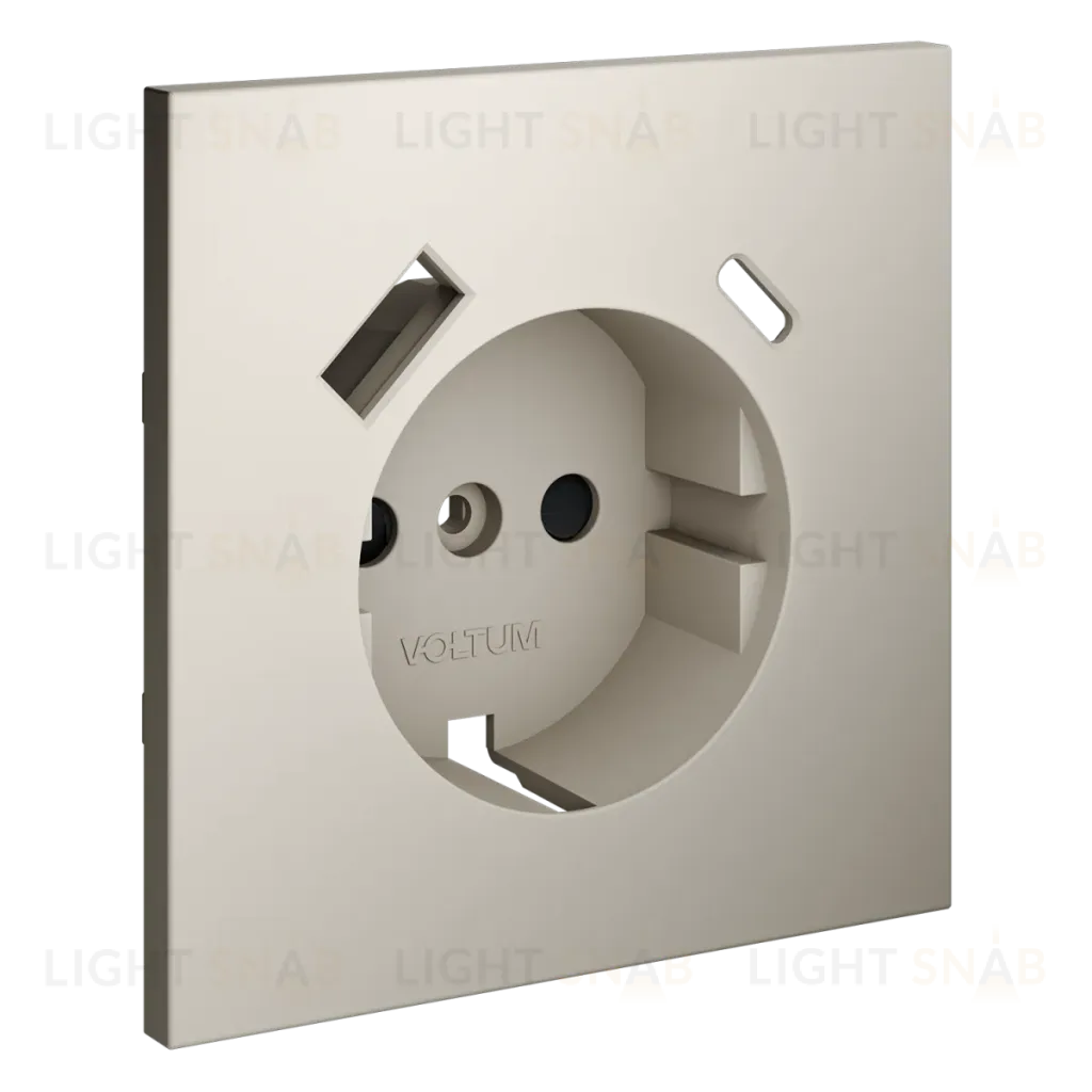 Накладка для розетки с заземлением и защитными шторками, с USB A+C Voltum S70 (кашемир) VLS001003 VLS001003