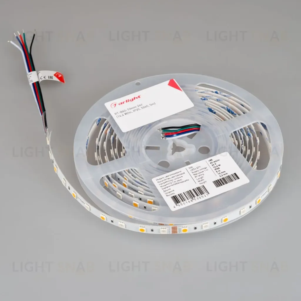 Светодиодная лента Arlight RT-B60-10mm 24V RGBW-Day (14.4 W/m, IP20, 5m) (Открытый) 018326(3) 018326(3)