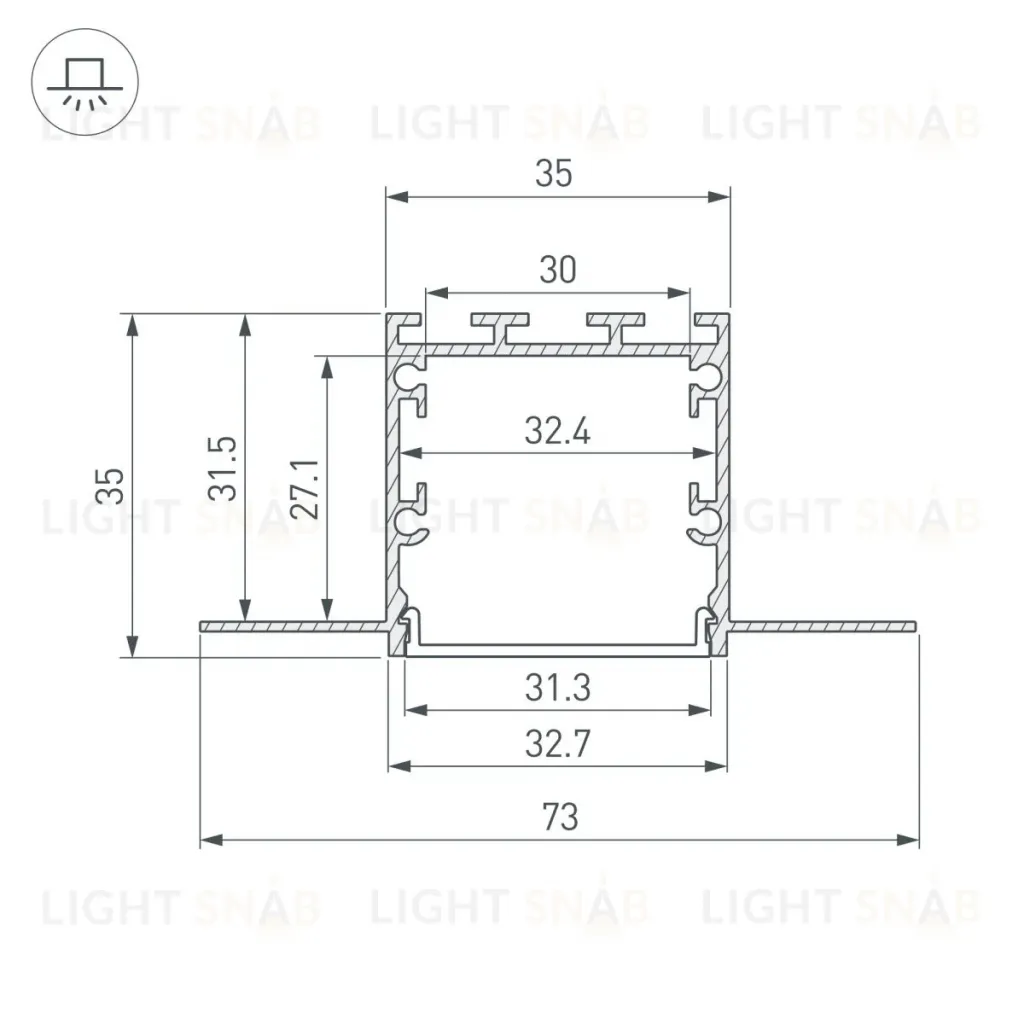 Профиль Arlight LINIA32-FANTOM-2000 ANOD (Алюминий) 049950(1) 049950(1)