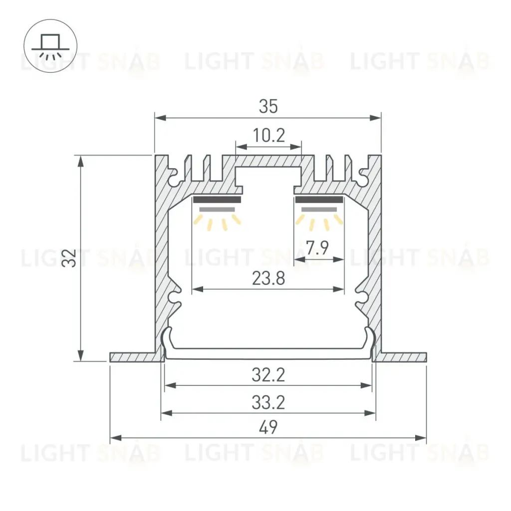 Профиль Arlight SL-LINIA49-F-2000 ANOD (BY) (Алюминий) 059797 059797