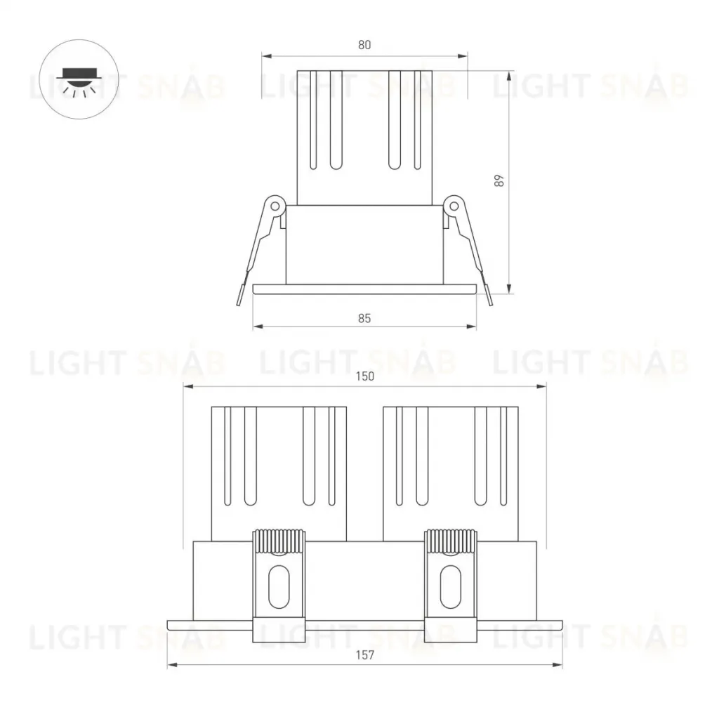 Карданный светильник Arlight MS-FLOW-BUILT-S157x85-2x6W Warm3000 (WH, 55 deg, 230V) (IP20 Металл) 060934 060934