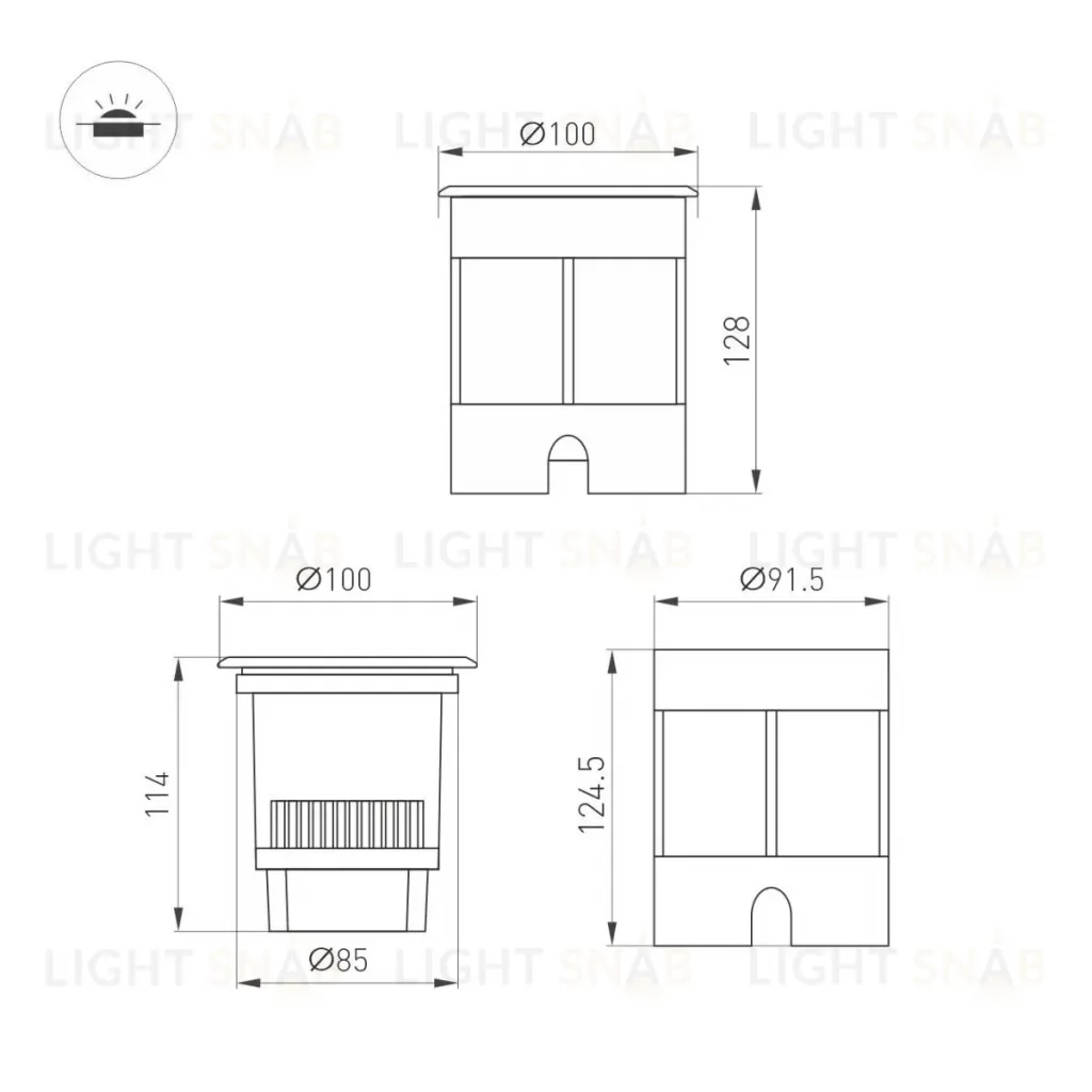 Ландшафтный светильник Arlight LTD-DAFNA-GROUND-R100-6W Warm2700 (SL, 35 deg, 230V) (IP67 Металл) 061169 061169