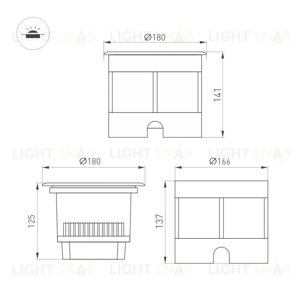 Ландшафтный светильник Arlight LTD-DAFNA-GROUND-R180-25W Warm3000 (SL, 10 deg, 230V) (IP67 Металл) 061201 061201
