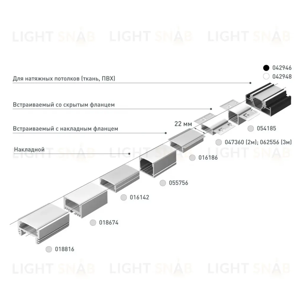 Профиль Arlight FANTOM-W20-H10-3000 ANOD (Алюминий) 062556 062556