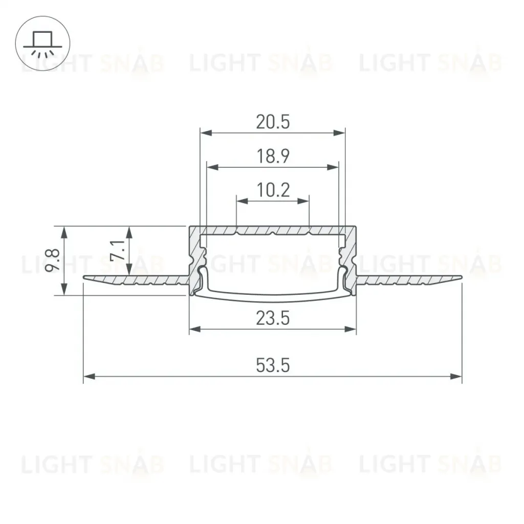 Профиль Arlight FANTOM-W20-H10-3000 ANOD (Алюминий) 062556 062556