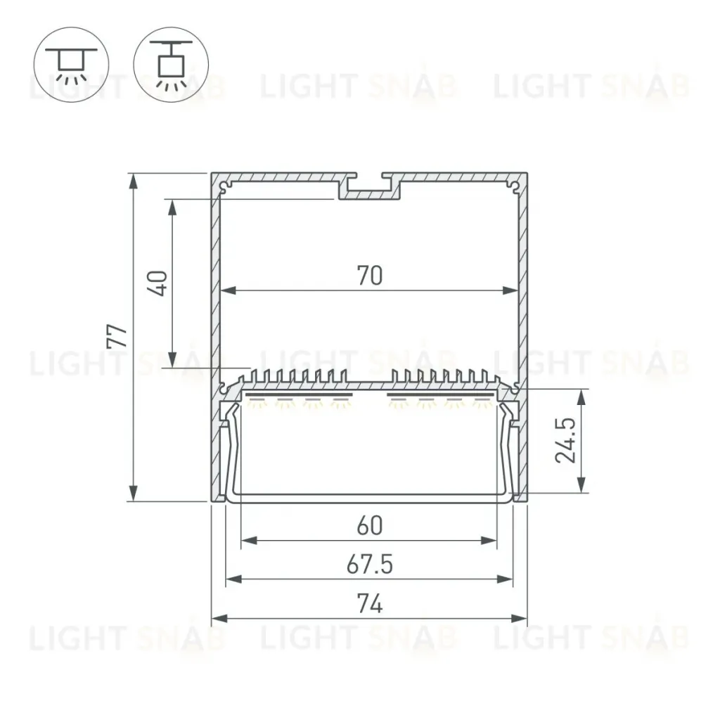 Профиль Arlight SL-LINE-7477-2000 ANOD (BY) (Алюминий) 059813 059813