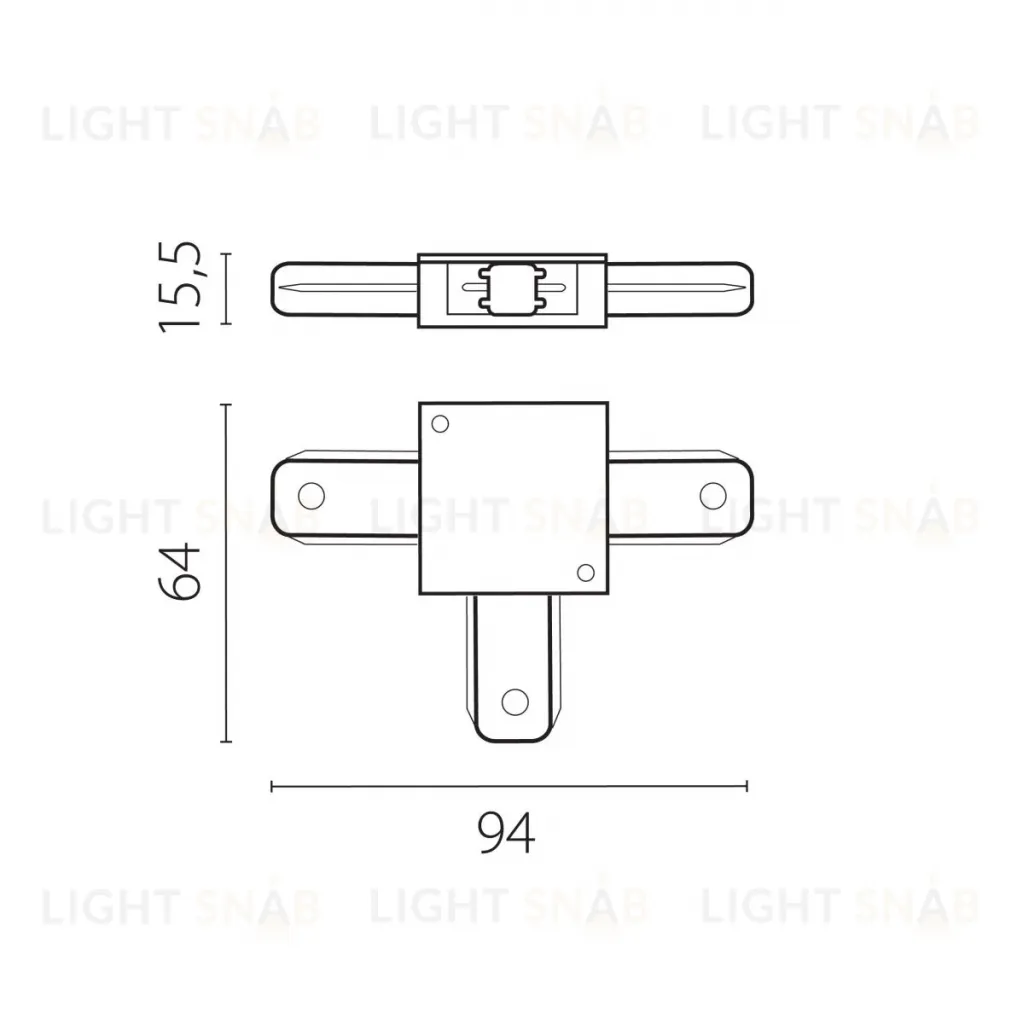 Соединитель трековый T-образный к 50202X-P, 50203X-P Lightstar Barra 502136-P 502136-P