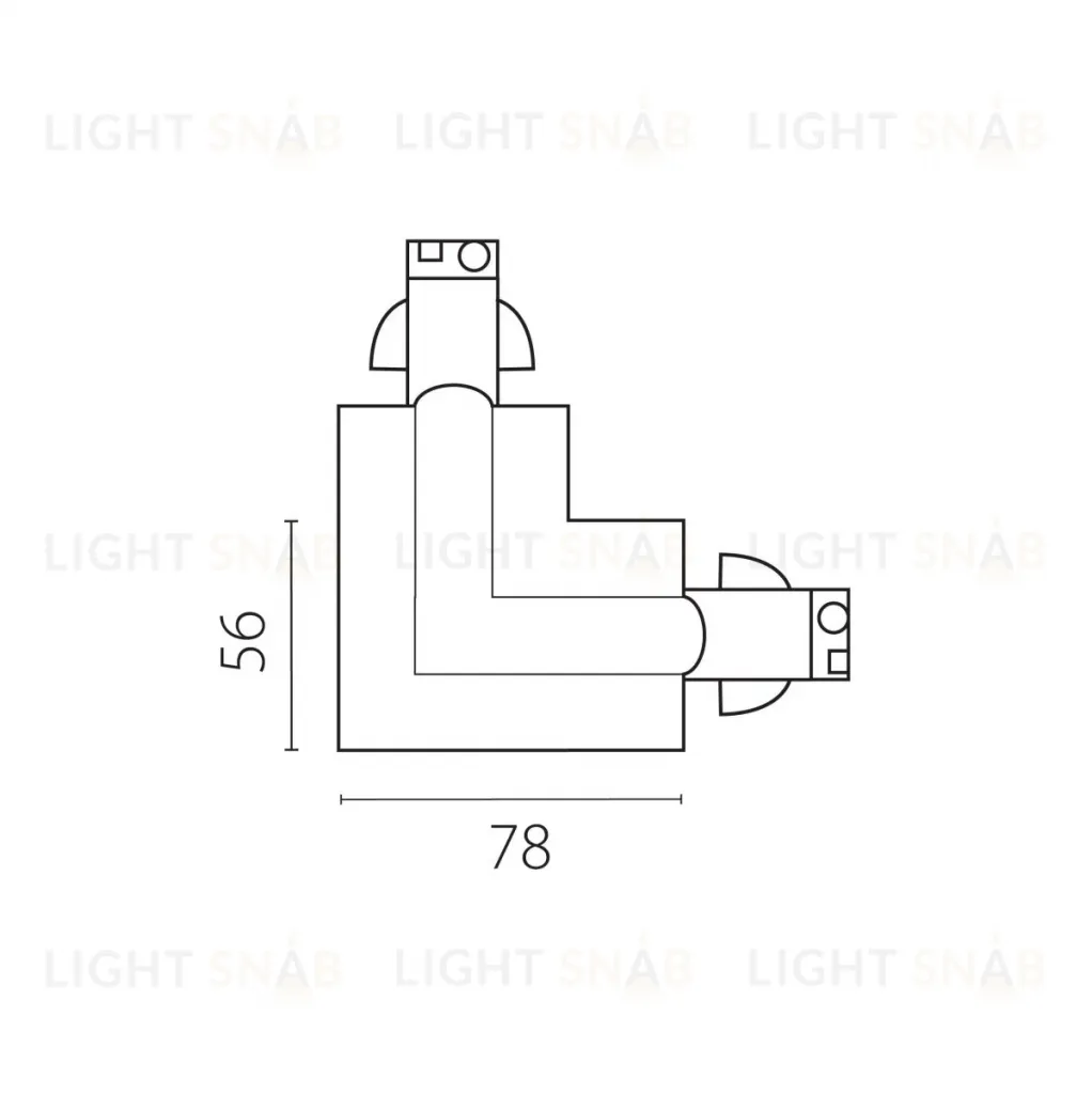 Соединение угловое перекидное встраиваемое с подводом питания к треку 5030xx-R Lightstar Quattro 503127-RPS 503127-RPS