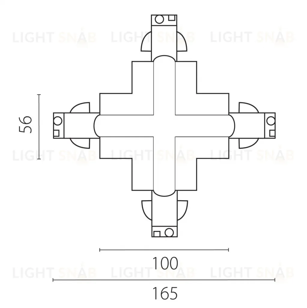Соединение крестовое встраиваемое с подводом питания к треку 5030xx-R Lightstar Quattro 503146-R 503146-R