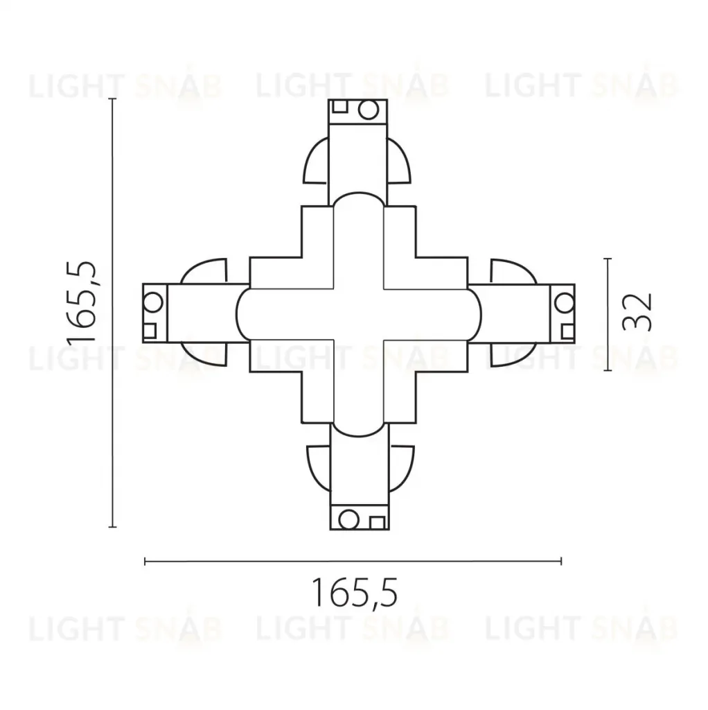 Соединение крестовое с подводом питания к треку 5040xx-(F)/(R) Lightstar Quattro 504146-FR 504146-FR