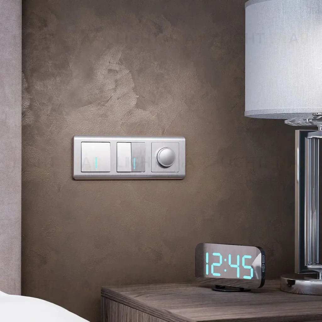Выключатель одноклавишный с подсветкой Werkel (cеребряный рифленый) W1110109 4690389157578 a050902 4690389157578