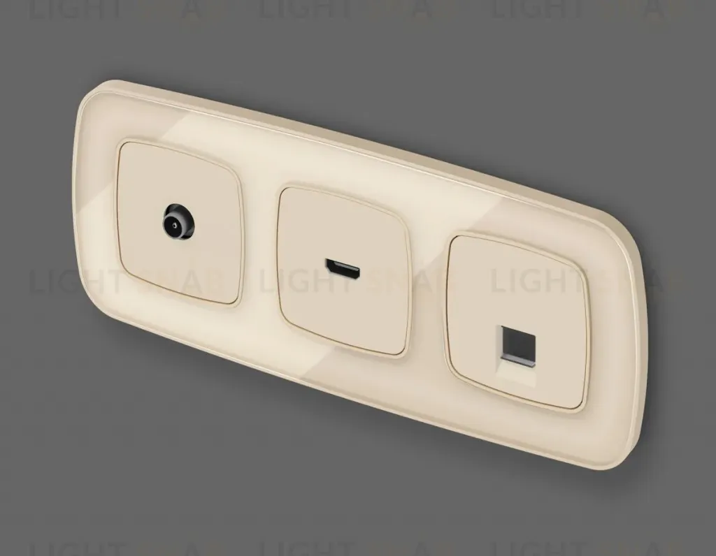 Комплект механизма компьютерной розетки Ambrella Volt RJ-45 (8P8C) CAT6A экранированной с автоматической защитной шторкой OMEGA MO332005 Бежевый матовый QUANT (OP3320, VM185) MO332005