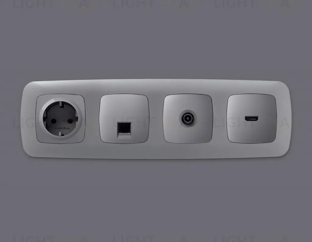 Комплект механизма компьютерной розетки Ambrella Volt RJ-45 (8P8C) CAT6A экранированной с автоматической защитной шторкой OMEGA MO512005 Сталь матовый QUANT (OP5120, VM185) MO512005