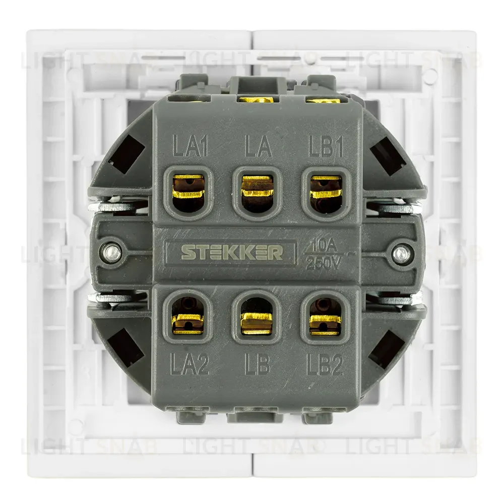 Переключатель 2-клавишный (механизм) Stekker Мия 250В 10А RSW10-3107-01 белая магнолия 50434 50434