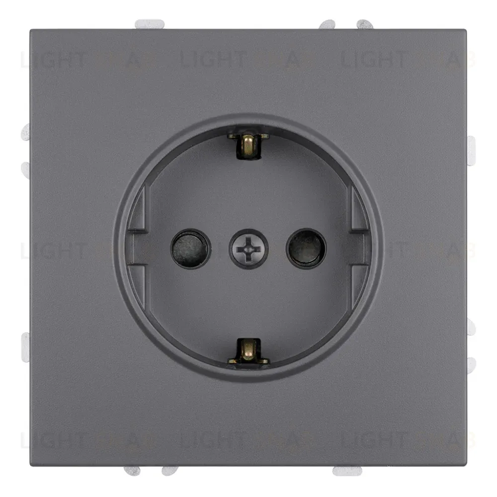 Розетка 1-местная с з/ш с/з (механизм) СЗК Stekker Эмили 250В 16А RST16-5110-10ZK платиново-серый soft touch 50243 50243