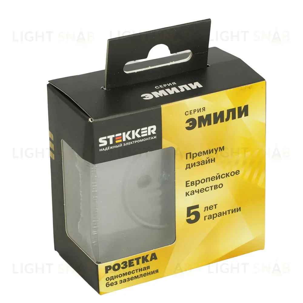 Розетка 1-местная с з/ш б/з (механизм) СЗК Stekker Эмили 250В 16А RST16-5109-10ZK платиново-серый soft touch 50242 50242