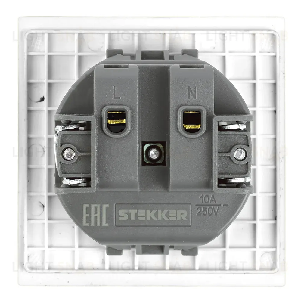 Розетка 1-местная с защитной шторкой (механизм) Stekker б/з Мия 250В 16А RST16-3109-01 белая магнолия 50439 50439