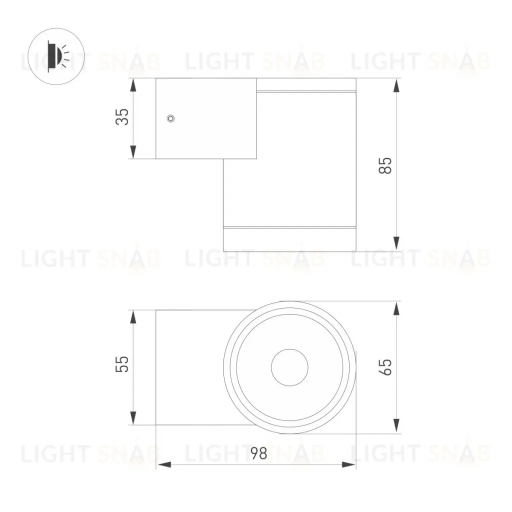 Уличный настенный светильник Arlight LGD-RAY-WALL-R65-9W Day4000 (GR, 23 deg, 230V) (IP65 Металл) 044852(1) 044852(1)