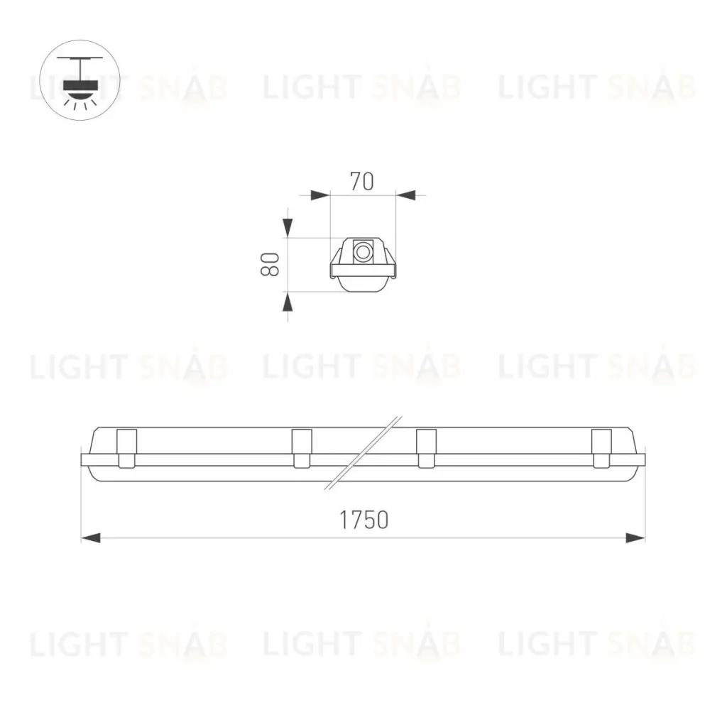 Линейный светильник Arlight ALT-DALLAS-EMERGENCY-L1750-60W Day4000 (WH, 120 deg, 230V) (IP66 Пластик) 060479 060479