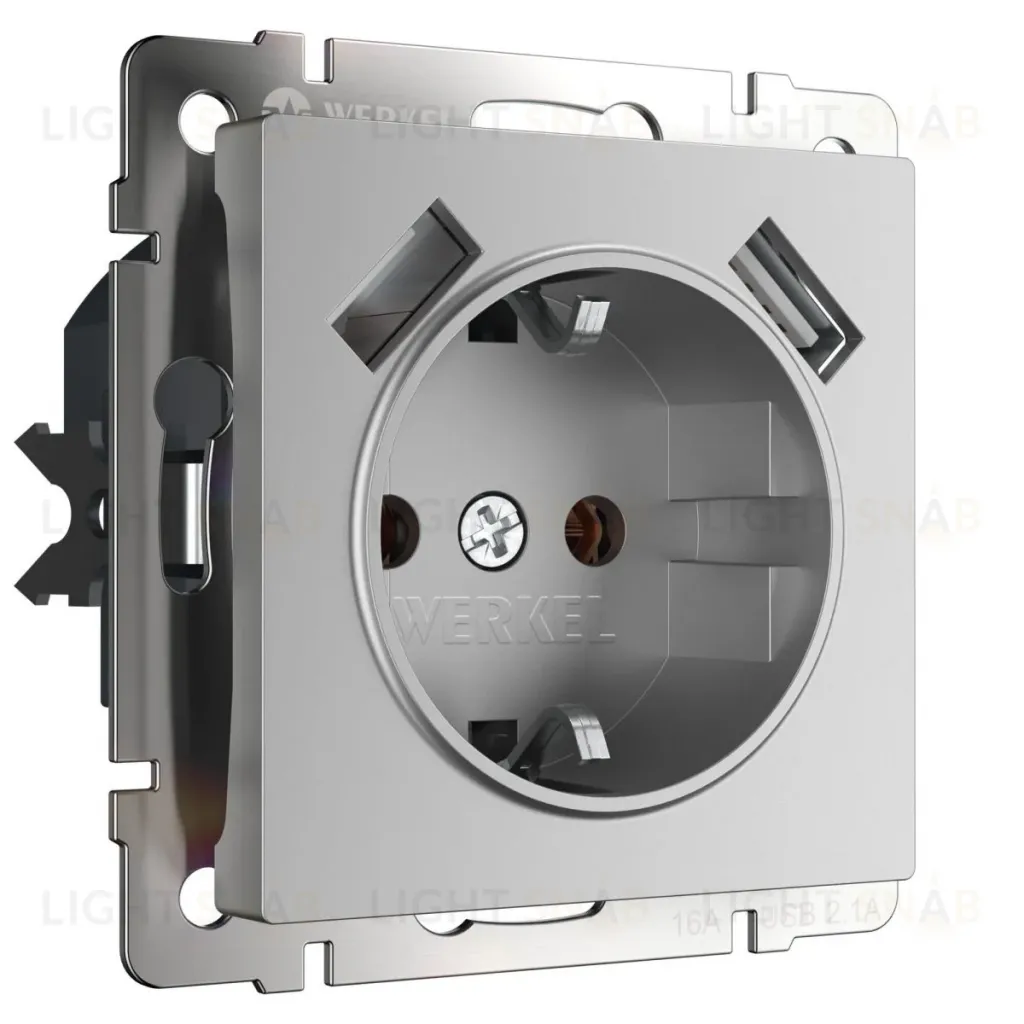 Розетка с заземлением, шторками и USBх2 Werkel W1171506 4690389164774 a050886 4690389164774