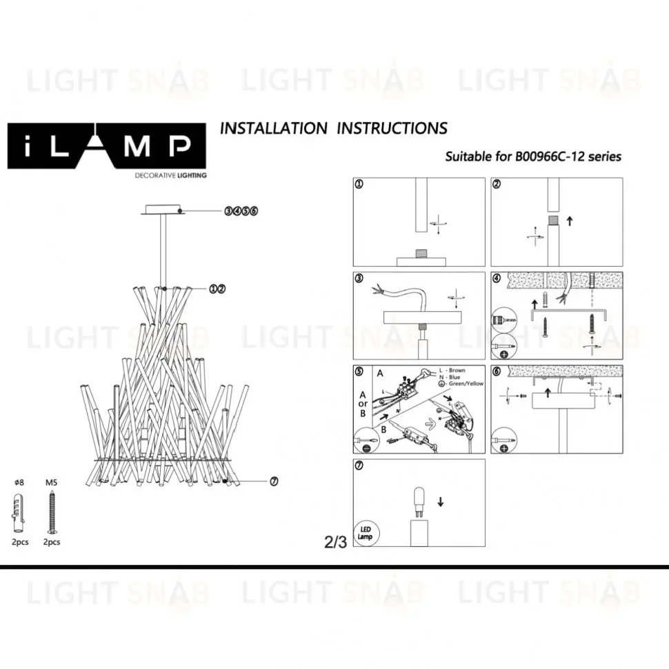 Люстра на штанге iLamp Casa 966C-12 CR+CL 966C-12 CR+CL
