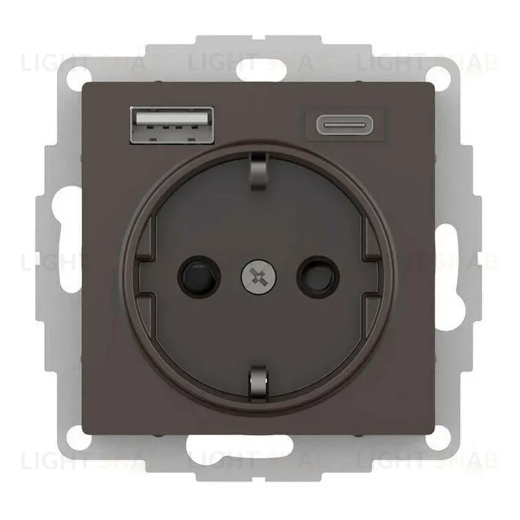 Розетка 16А с USB A+C (5В/2,4А/3 А, 2х5В/1,5А), мех Systeme Electric AtlasDesign Мокко ATN000632 ATN000632