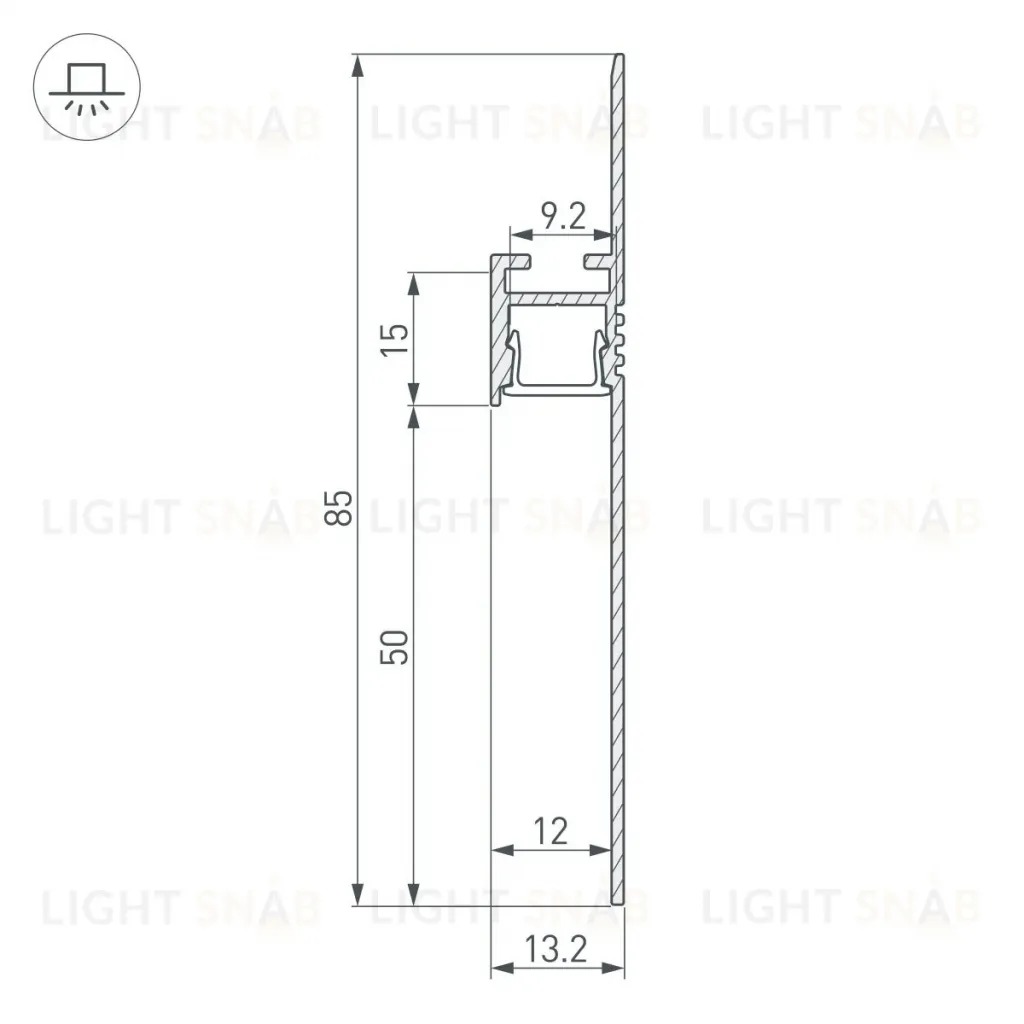 Профиль-плинтус для светодиодных лент и линеек Arlight ARH-PLINTUS-50-FANTOM-3000 RAL7044 (Алюминий) 041776 041776