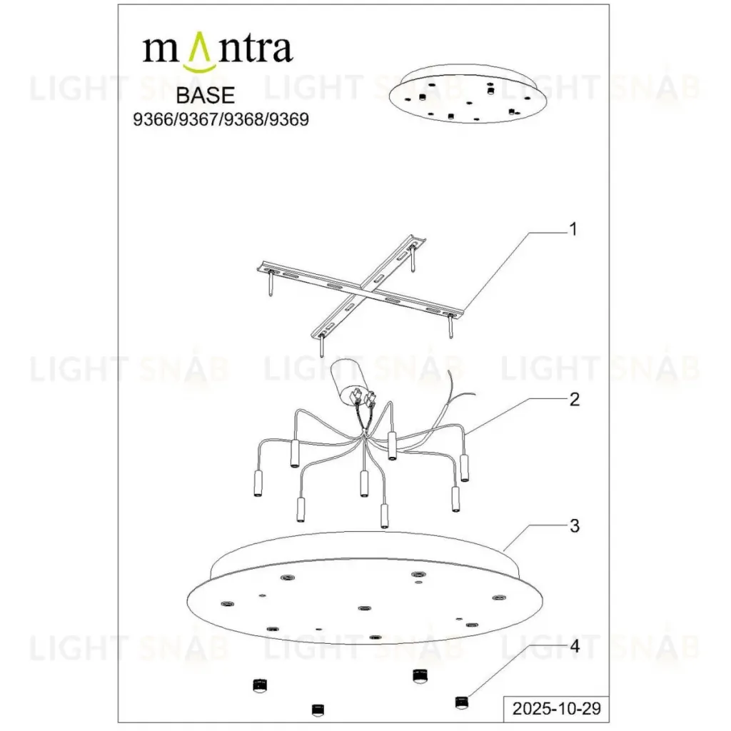 Основание потолочное 8L Mantra Modular Light Florones 9366 9366