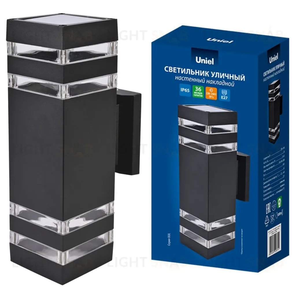 Уличный настенный светильник Uniel UUL-S24A 2x60W/E27 IP65 BLACK UL-00012923 UUL-S24A 2x60W/E27 IP65 BLACK