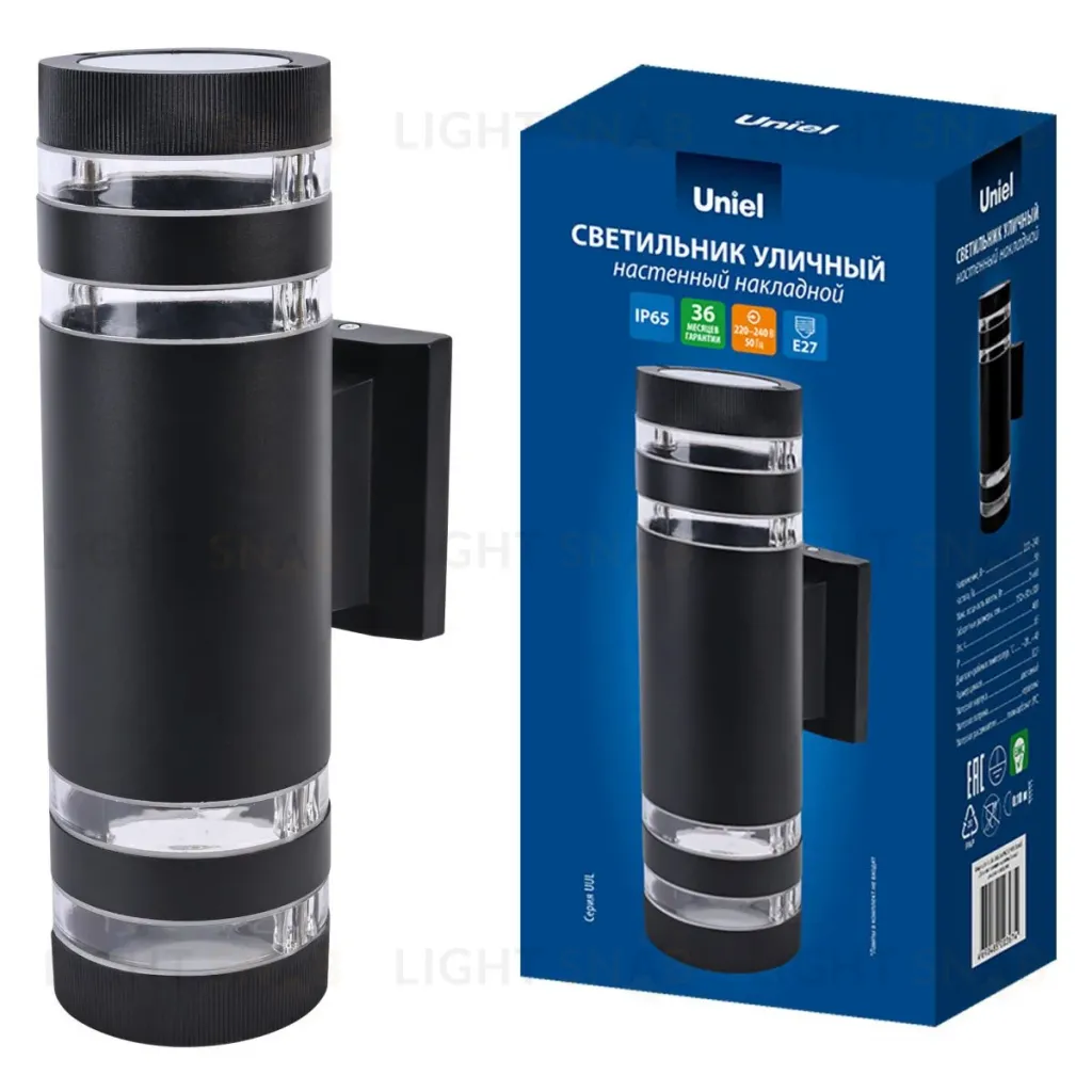 Уличный настенный светильник Uniel UUL-S20A 2x60W/E27 IP65 BLACK UL-00012921 UUL-S20A 2x60W/E27 IP65 BLACK