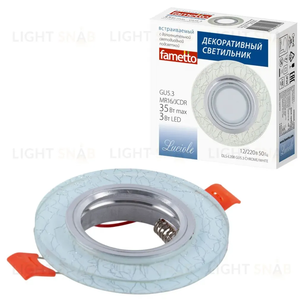 Встраиваемый светильник Fametto Luciole DLS-L208 GU5.3 CHROME/WHITE UL-00013091 DLS-L208 GU5.3 CHROME/WHITE