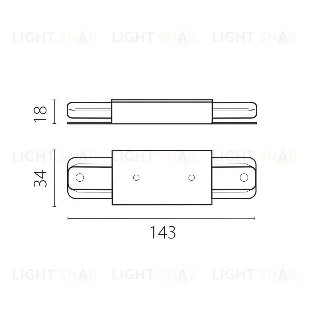 Питание центральное короткое (143mm) для шинопровода 50202X(-T), 50203X(-T) Barra Lightstar 502186-1 502186-1
