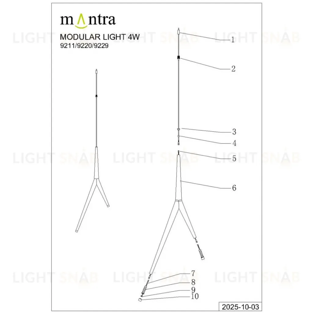 Подвесная люстра Mantra Arrecife 9362+9211 (5L) 9362+9211 (5L)