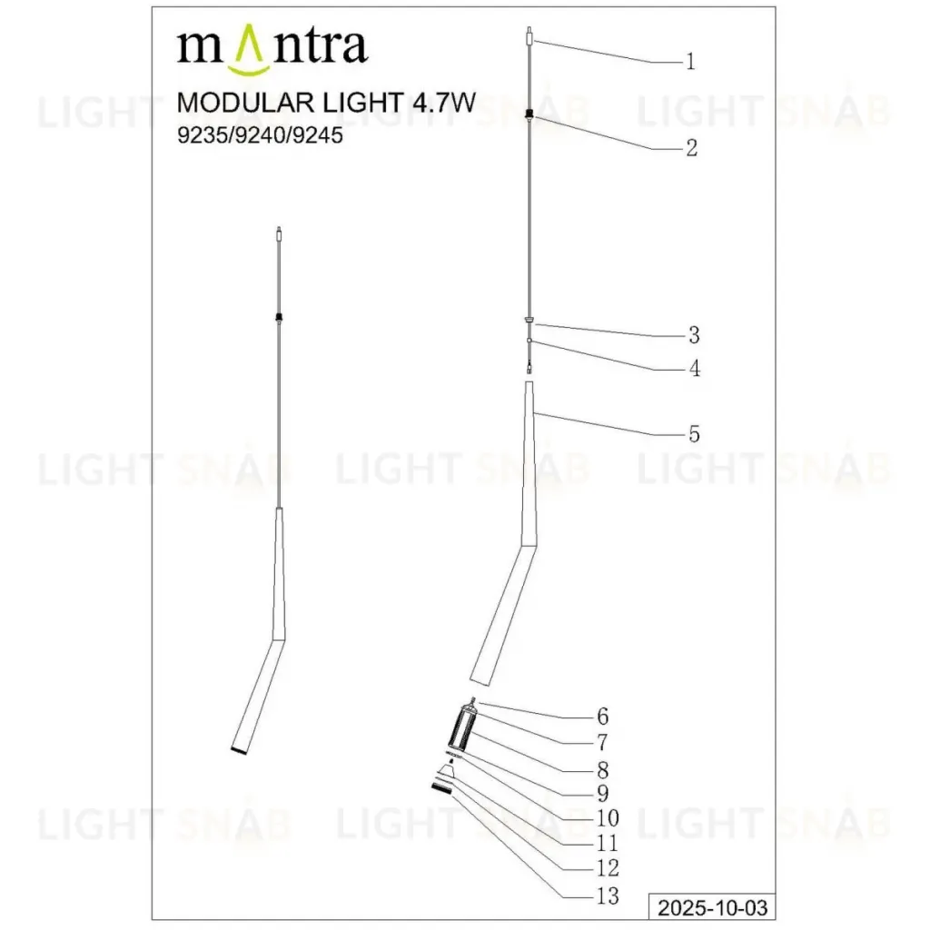 Подвесная люстра Mantra Boomerang 9373+9240 (14L) 9373+9240 (14L)