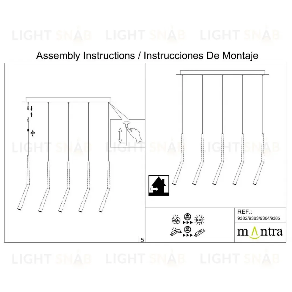 Подвесная люстра Mantra Arrecife 9385+9220 (5L) 9385+9220 (5L)