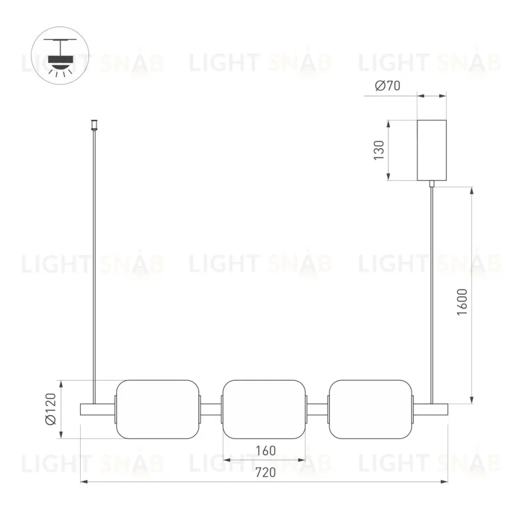 Подвесной светильник Arlight SP-CARAMELA-HANG-L720-12W Warm2700 (BK, 360 deg, 230V) (IP20, Натуральный шелк) 056885 056885