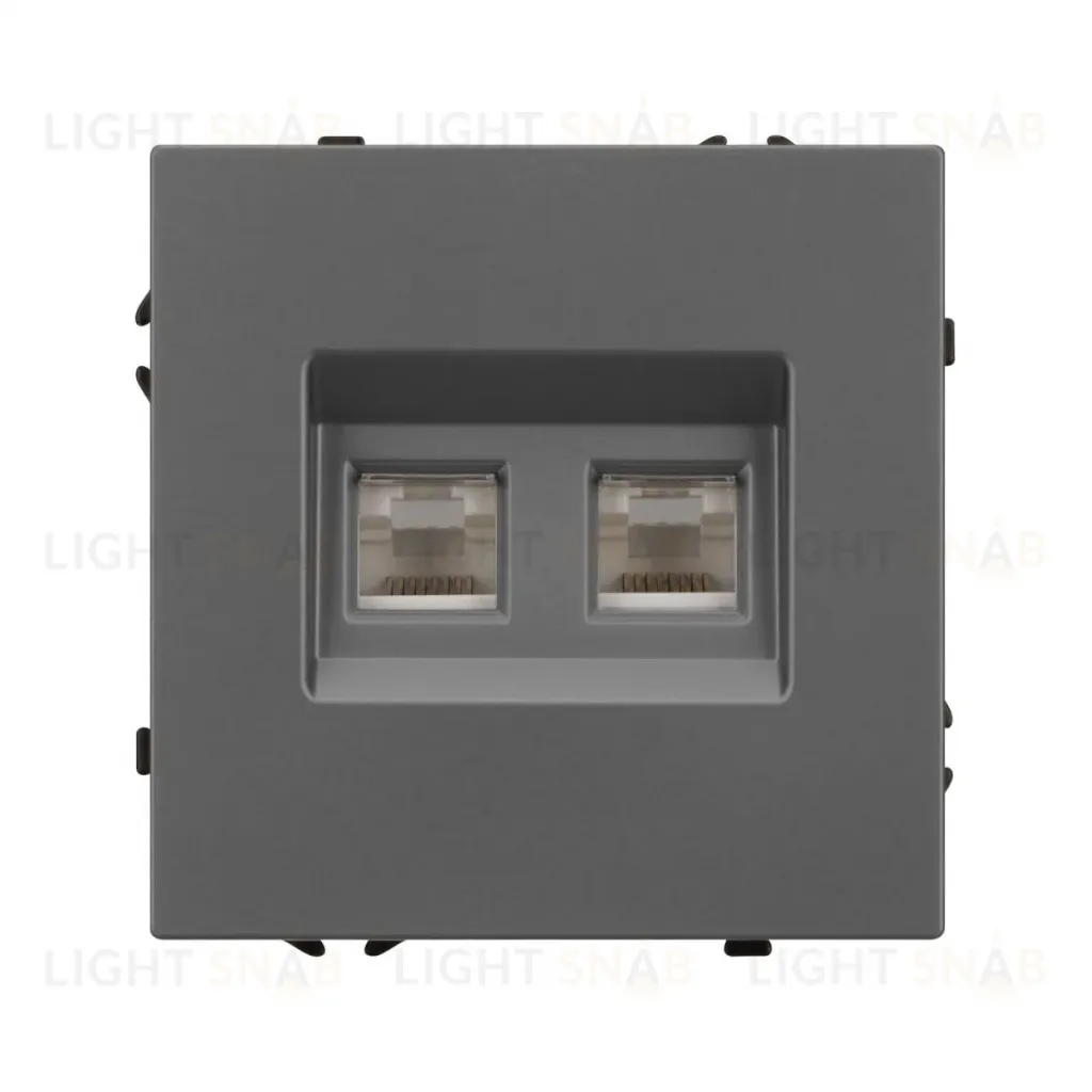 Механизм сдвоенной телефонной розетки Arlight SCT-NOBE-MTL2-SFPL-GR (RJ-11, 4C) (Серый базальт) 054311 054311
