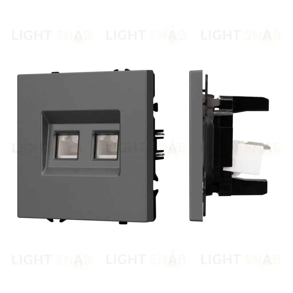 Механизм сдвоенной телефонной розетки Arlight SCT-NOBE-MTL2-SFPL-GR (RJ-11, 4C) (Серый базальт) 054311 054311