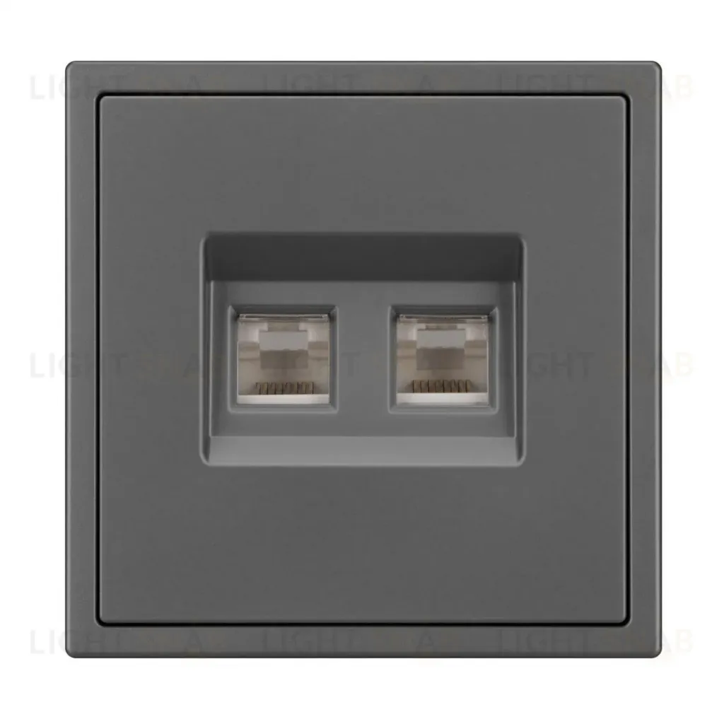 Механизм сдвоенной телефонной розетки Arlight SCT-NOBE-MTL2-SFPL-GR (RJ-11, 4C) (Серый базальт) 054311 054311
