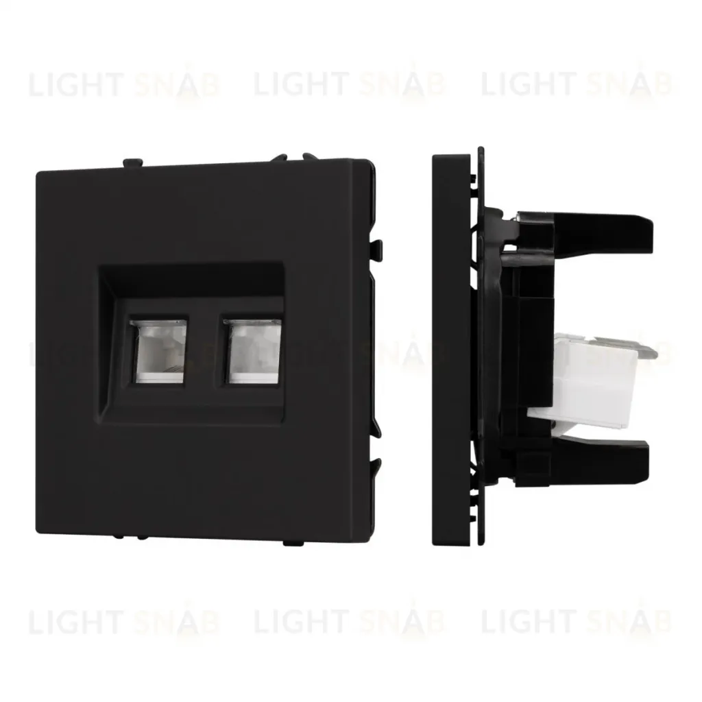 Механизм сдвоенной телефонной розетки Arlight SCT-NOBE-MTL2-SFPL-BK (RJ-11, 4C) (Черный оникс) 054309 054309