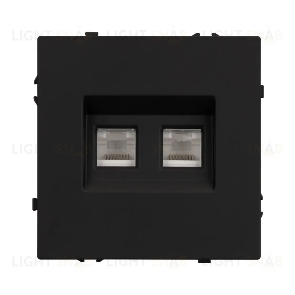Механизм сдвоенной телефонной розетки Arlight SCT-NOBE-MTL2-SFPL-BK (RJ-11, 4C) (Черный оникс) 054309 054309