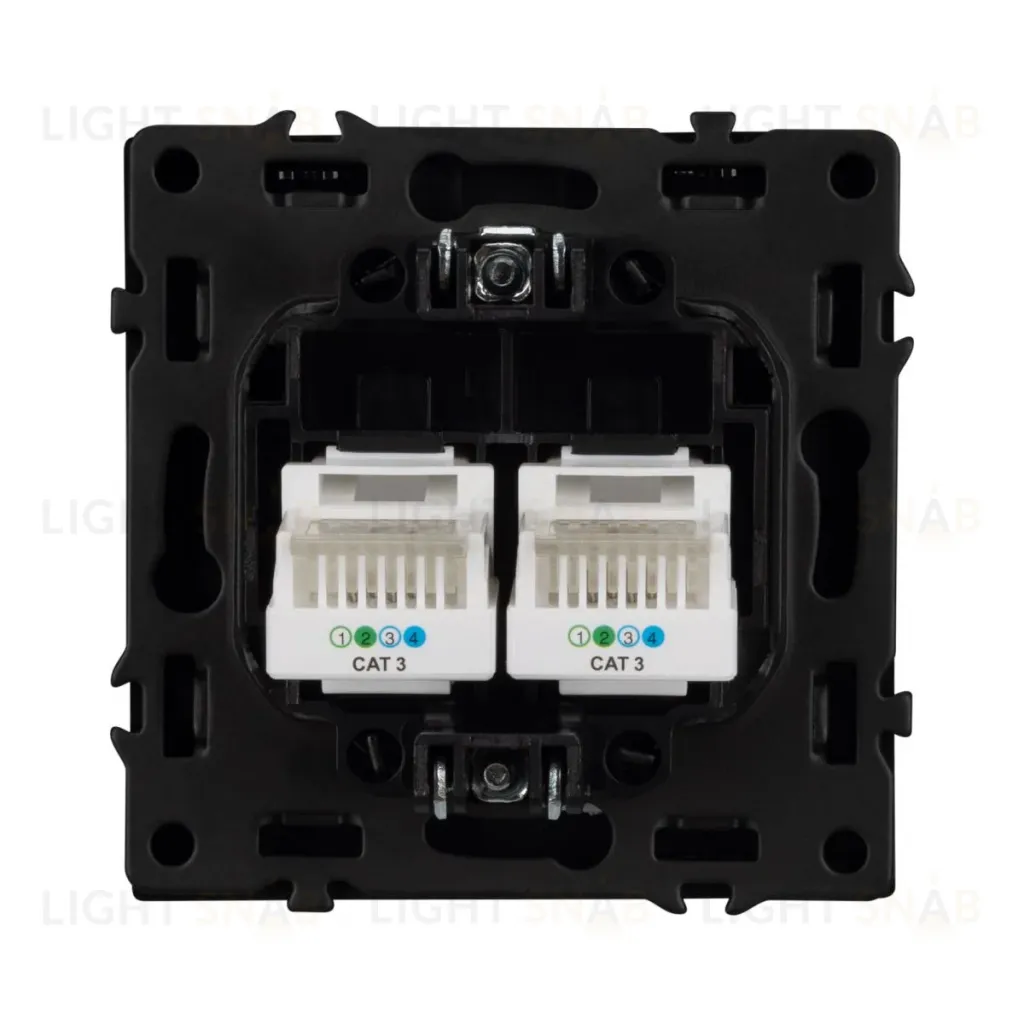 Механизм сдвоенной телефонной розетки Arlight SCT-NOBE-MTL2-SFPL-BK (RJ-11, 4C) (Черный оникс) 054309 054309