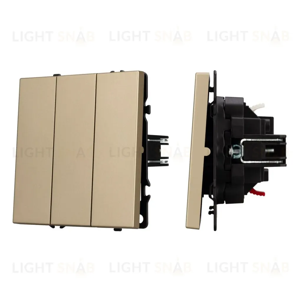 Механизм выключателя трехклавишный непроходной Arlight SWT-NOBE-MK03-SFPL-GD (230V, 10A) (Золотой песок) 061798 061798
