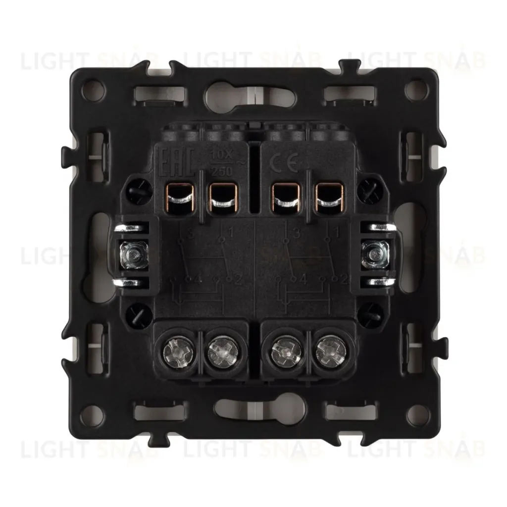 Механизм выключателя двухклавишный перекрестный Arlight SWT-NOBE-MKX2-SFPL-IS (230V, 10A) (Никель) 061794 061794