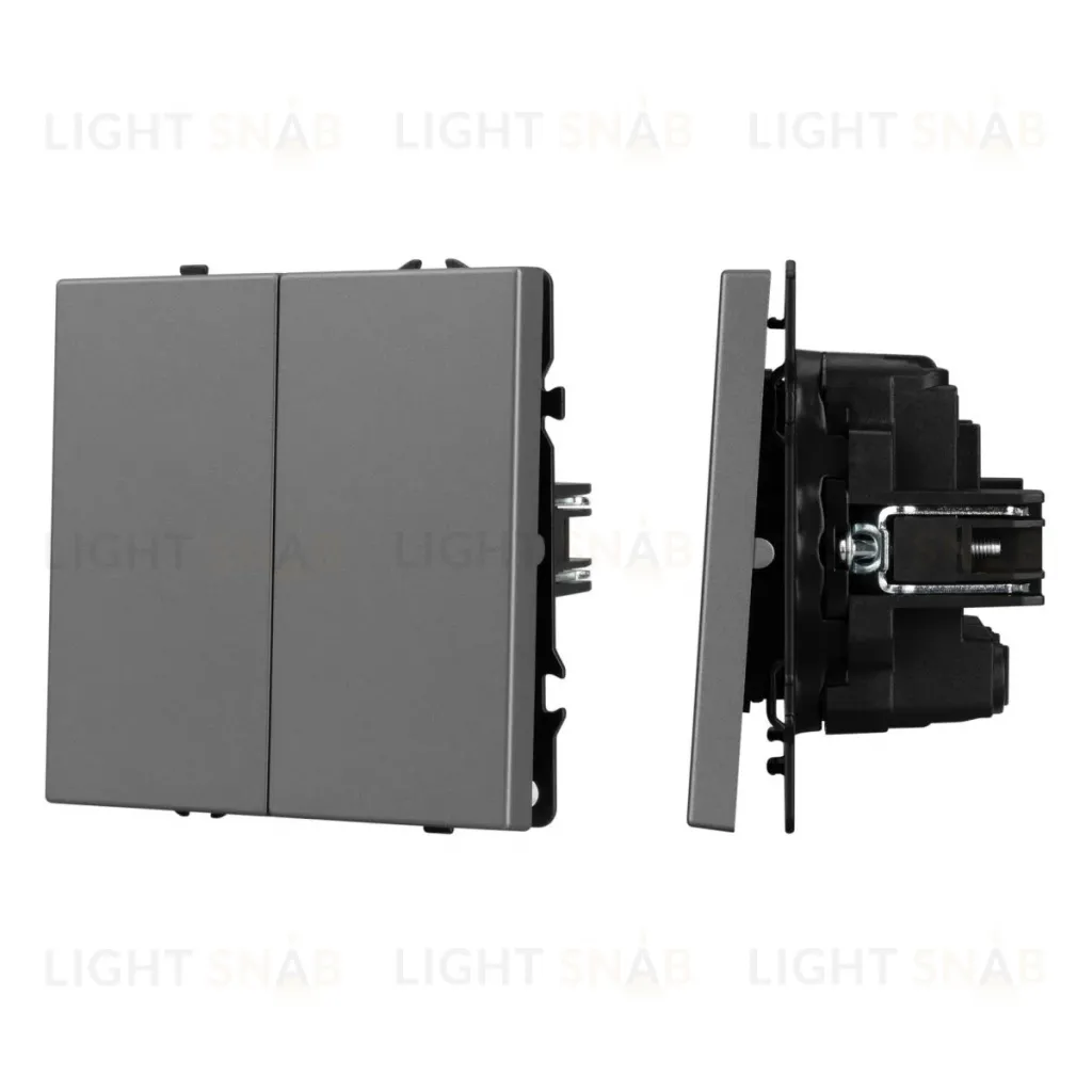 Механизм выключателя двухклавишный перекрестный Arlight SWT-NOBE-MKX2-SFPL-GR (230V, 10A) (Серый базальт) 061793 061793