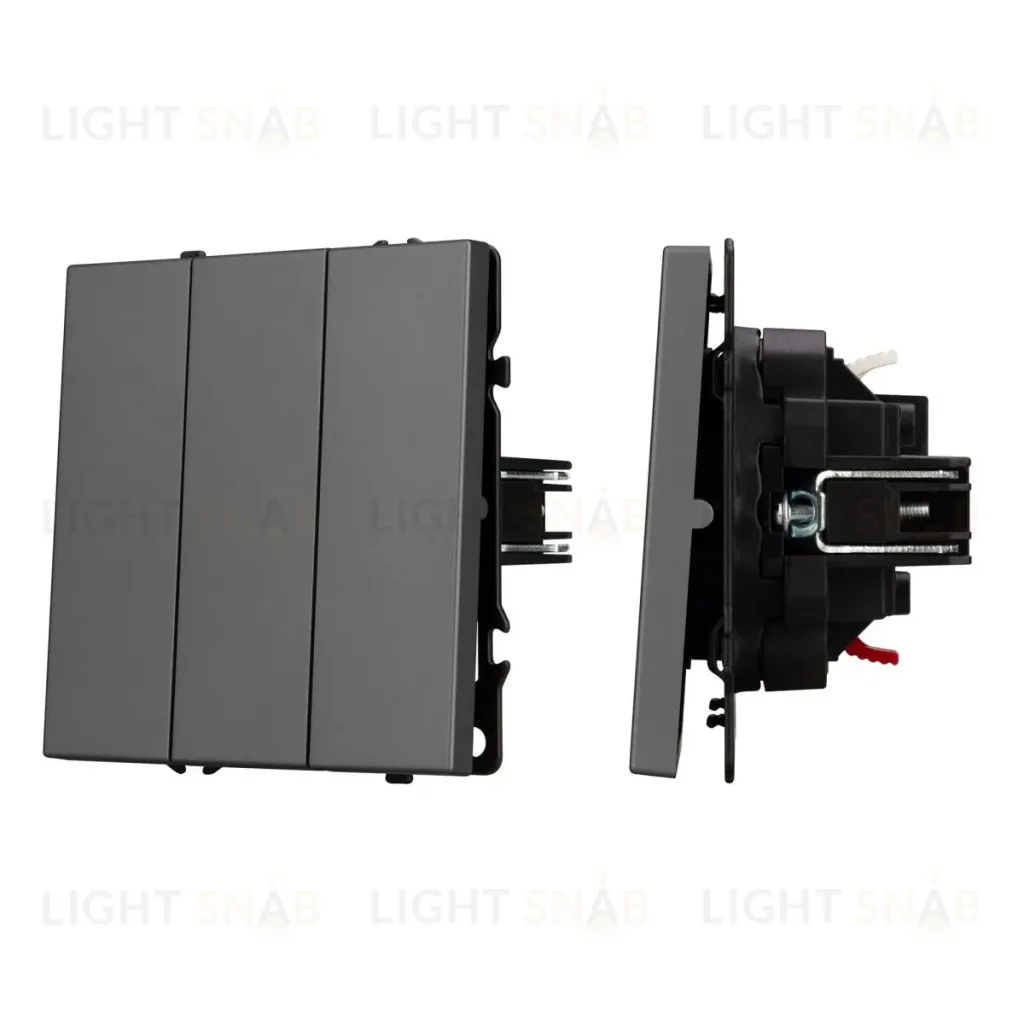 Механизм выключателя трехклавишный непроходной Arlight SWT-NOBE-MK03-SFPL-GR (230V, 10A) (Серый базальт) 061799 061799