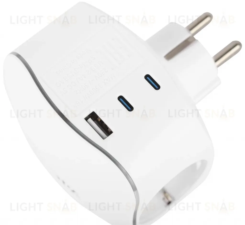 Разветвитель электрический ЭРА SP-3e-3USBAC-W на 3 розетки + 3 USB A+C с заземлением со шторками 16А белый Б0069081 Б0069081